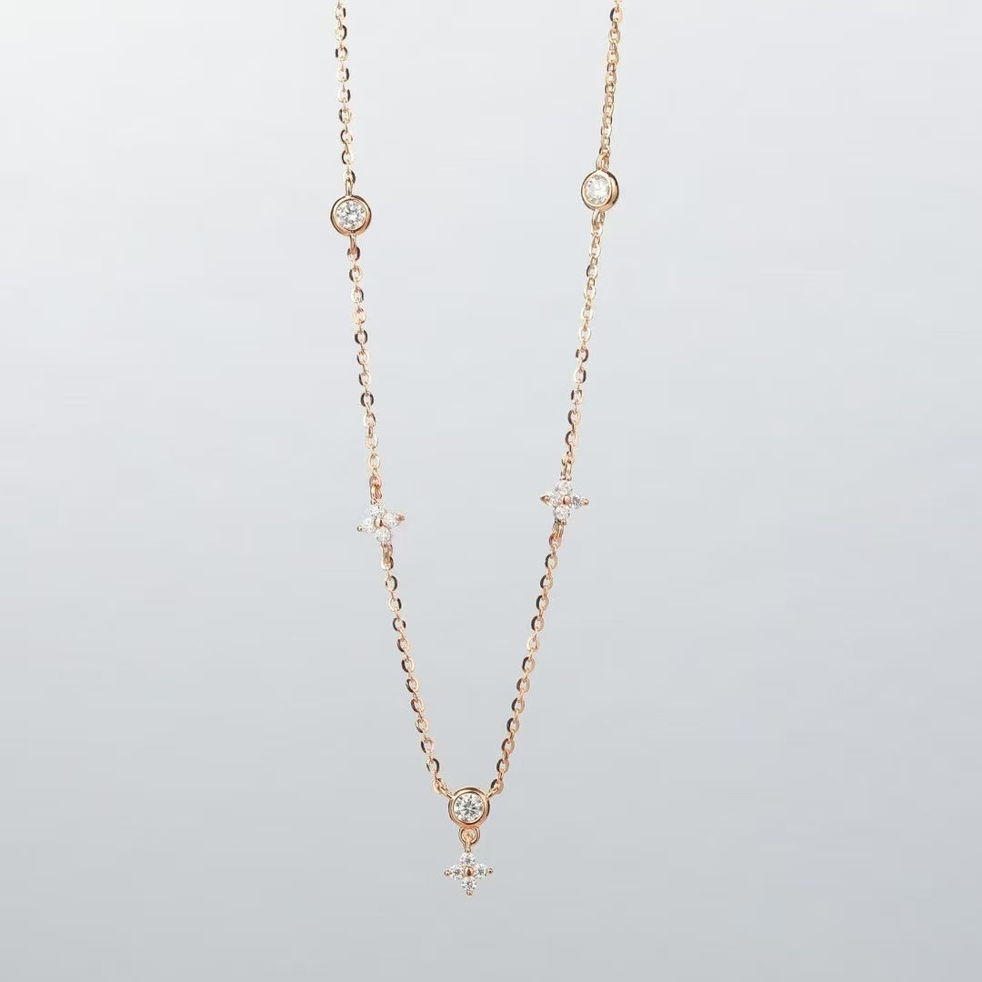 (Bubble floral)moissanite necklace